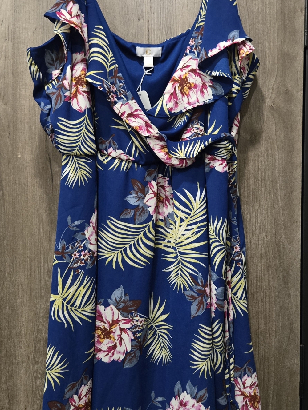 Charming Charlie Blue Tropical Floral Mini Dress